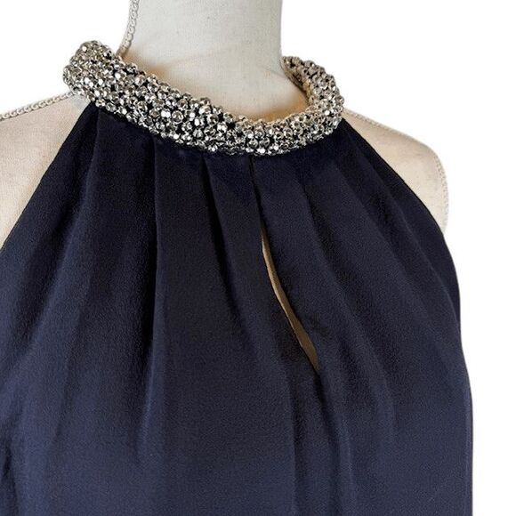 Diane Von Furstenberg Silk Lainey Embellished Dress Black w/ Silver Beads Size 4 - Picture 3 of 14